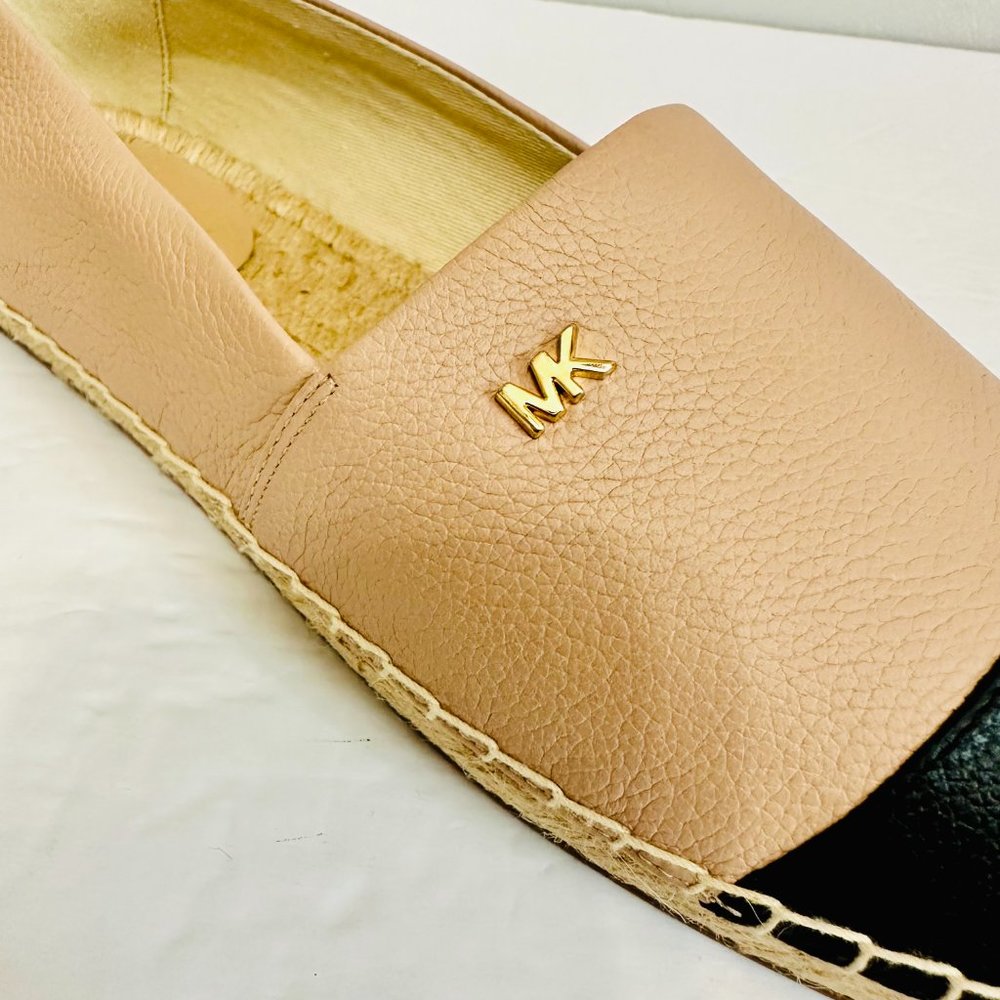 NWOT MICHAEL KORS KENDRICK LEATHER TAN BLACK COLORBLOCK ESPADRILLES SHOES SZ 10 - Picture 6 of 9